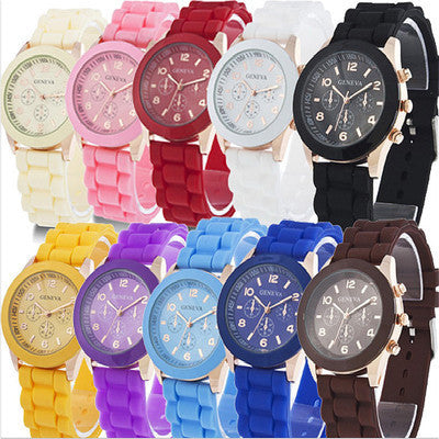 Spot geneva Geneva silicone watch Korean version color jelly candy color silicone watch kids watch