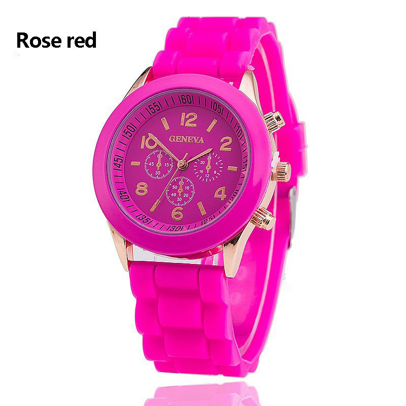 Spot geneva Geneva silicone watch Korean version color jelly candy color silicone watch kids watch