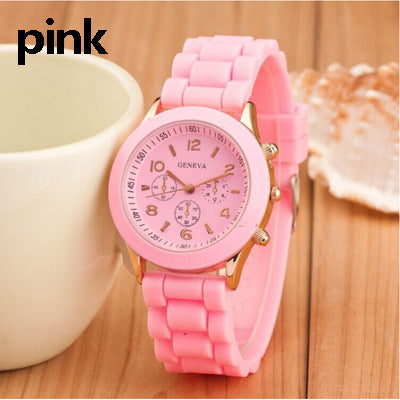 Spot geneva Geneva silicone watch Korean version color jelly candy color silicone watch kids watch