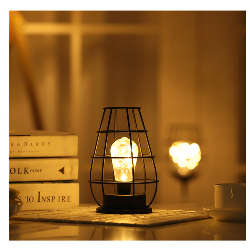 Retro Classic Iron Art LED Table Lamp Reading Lamp Night Light Bedroom Bedside Lamp Desk Lighting Living Room Home Decoration