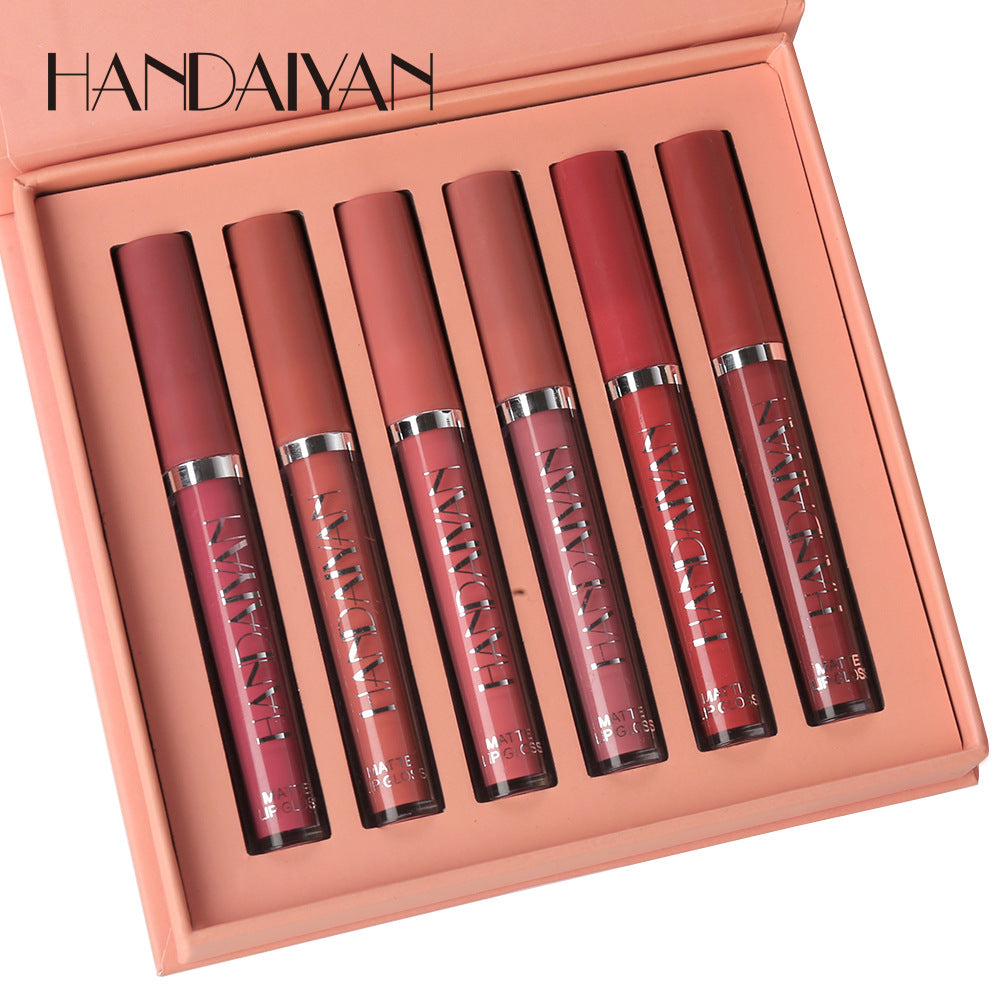 HANDAIYAN 6 lip gloss set, non-stick matte lip gloss set gift box, liquid lipstick