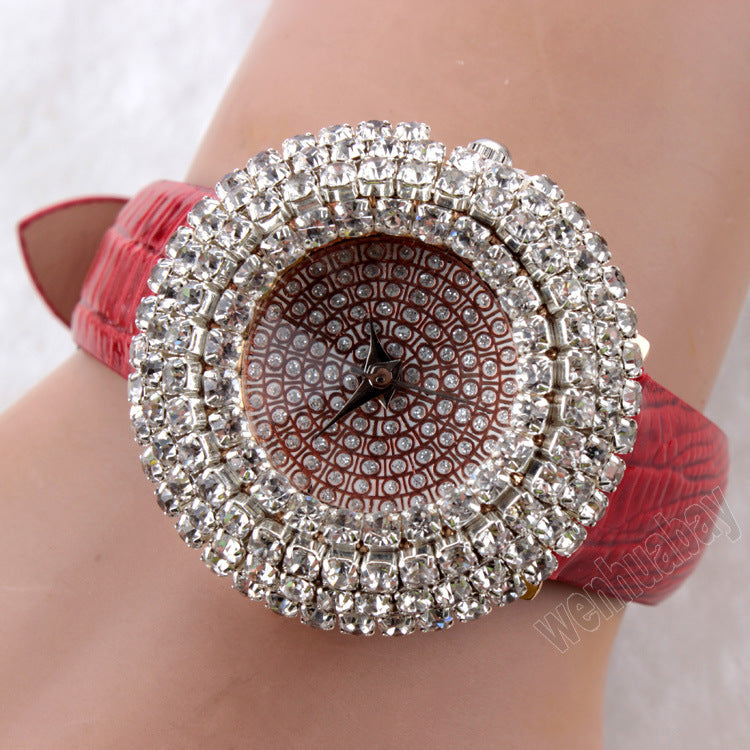 Explosive foreign trade ladies watch, star-studded leather fashion watch with rhinestones, high-end watch manufacturer (small)