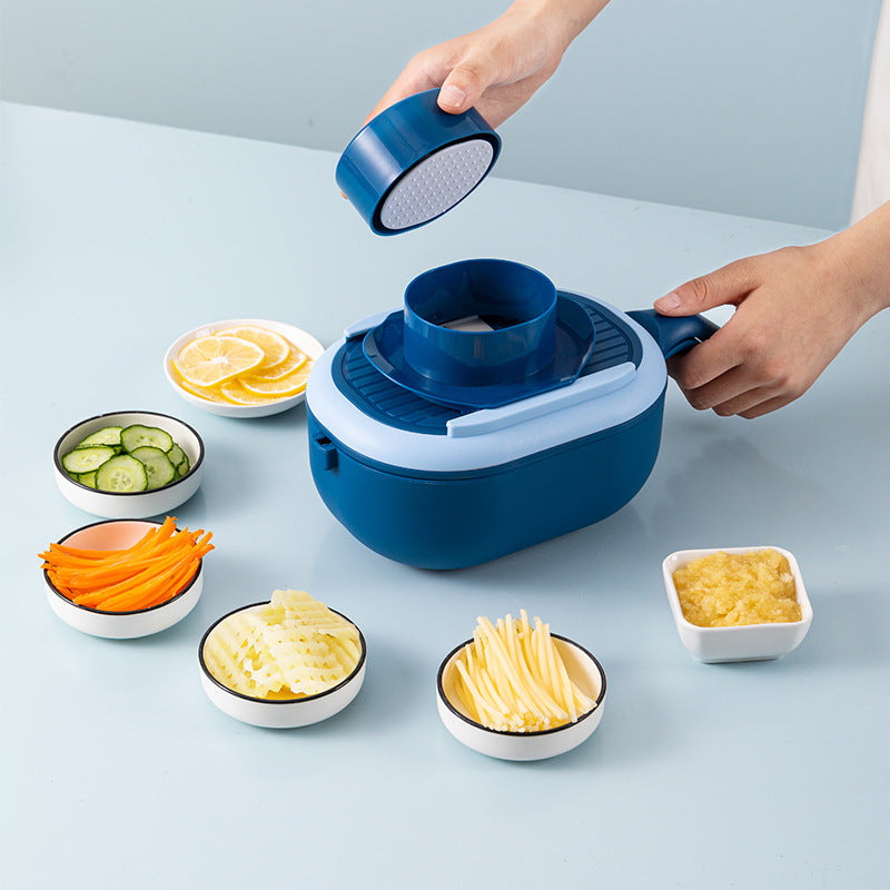 The new multifunctional drain basket vegetable cutter household kitchen washing and cutting one potato radish slicing and grating artifact