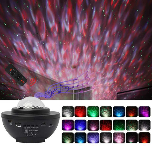 LED music starry sky projector lamp/USB cable led bluetooth voice-activated laser laser light sky star flame water pattern