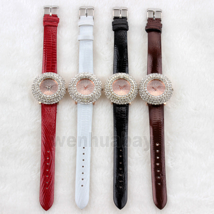 Explosive foreign trade ladies watch, star-studded leather fashion watch with rhinestones, high-end watch manufacturer (small)