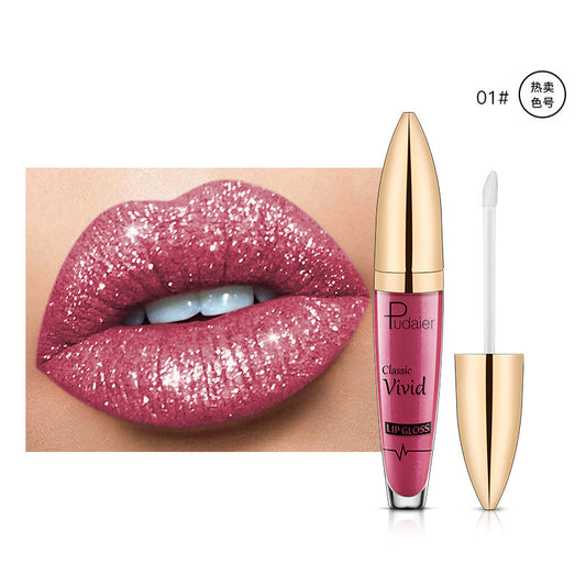 Pudaier Glitter Flip Matte Pearl Lip Gloss Non-stick Cup Diamond Lip Gloss Wish Explosion