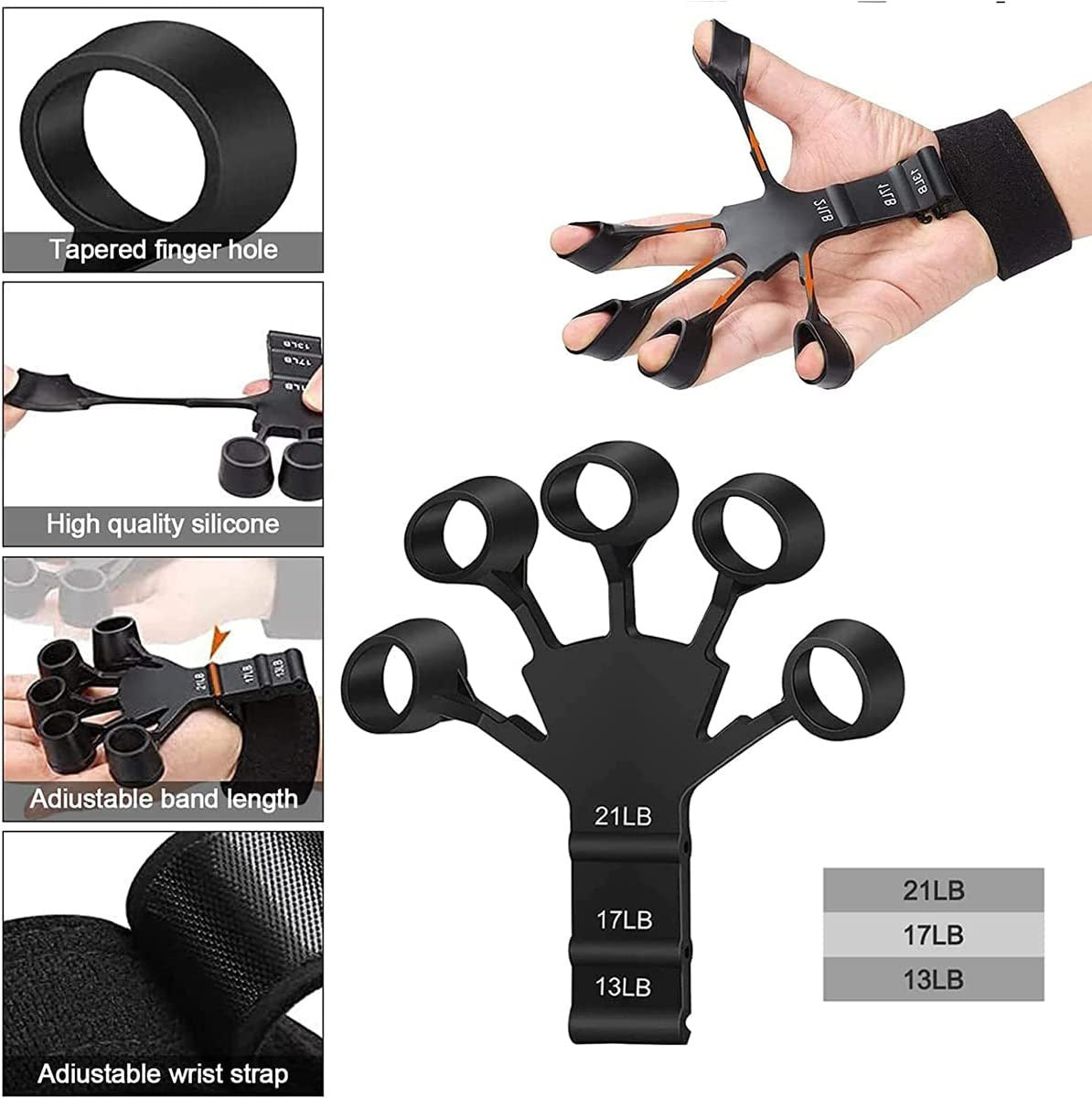 New 5-finger silicone wrist tensioner, finger exercise trainer, silicone finger trainer, factory direct sales