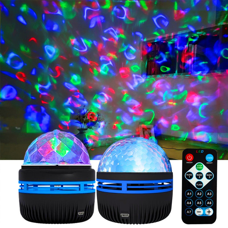 New water pattern starry sky light USB voice controlled magic ball self-propelled stage lighting atmosphere light remote control water ripple projection light