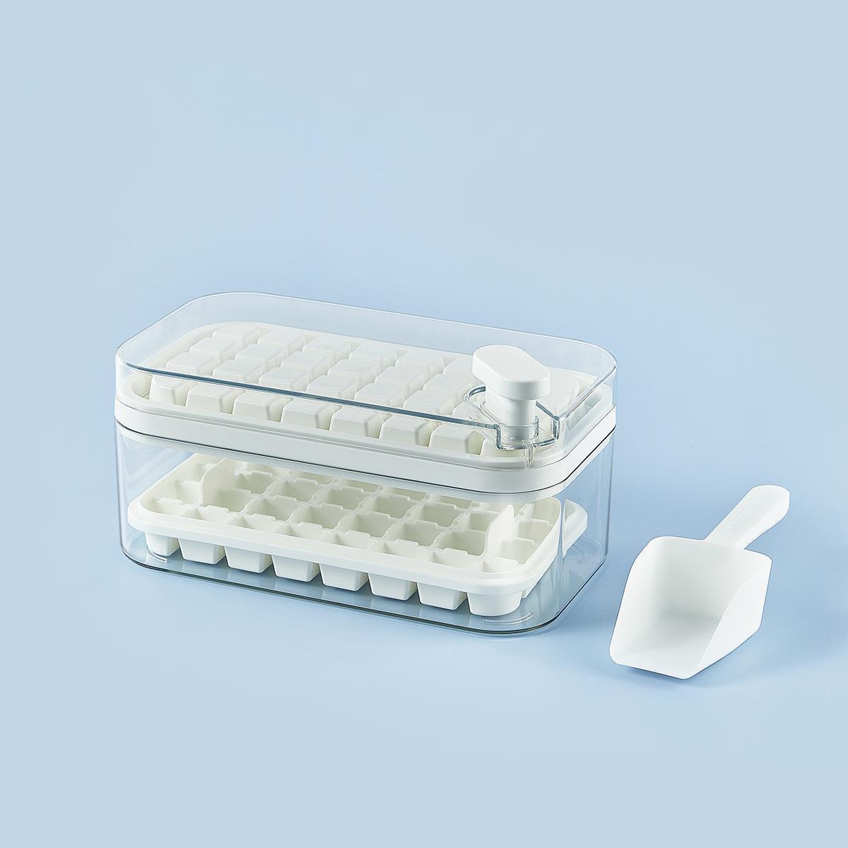 One-key defreezing ice cube press ice tray mold refrigerator square PP ice tray ice storage box kitchen tool ice box