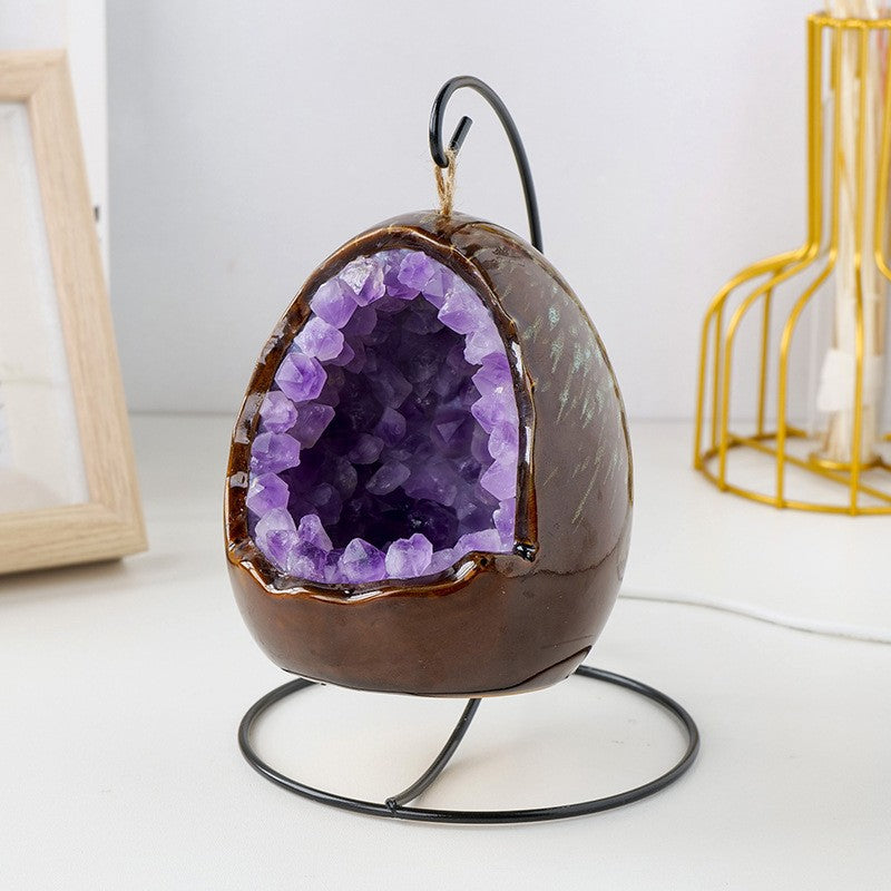 Natural seven-color crystal gravel night light ornaments Colorful gem stone bedroom bedside lamp USB lighting wholesale