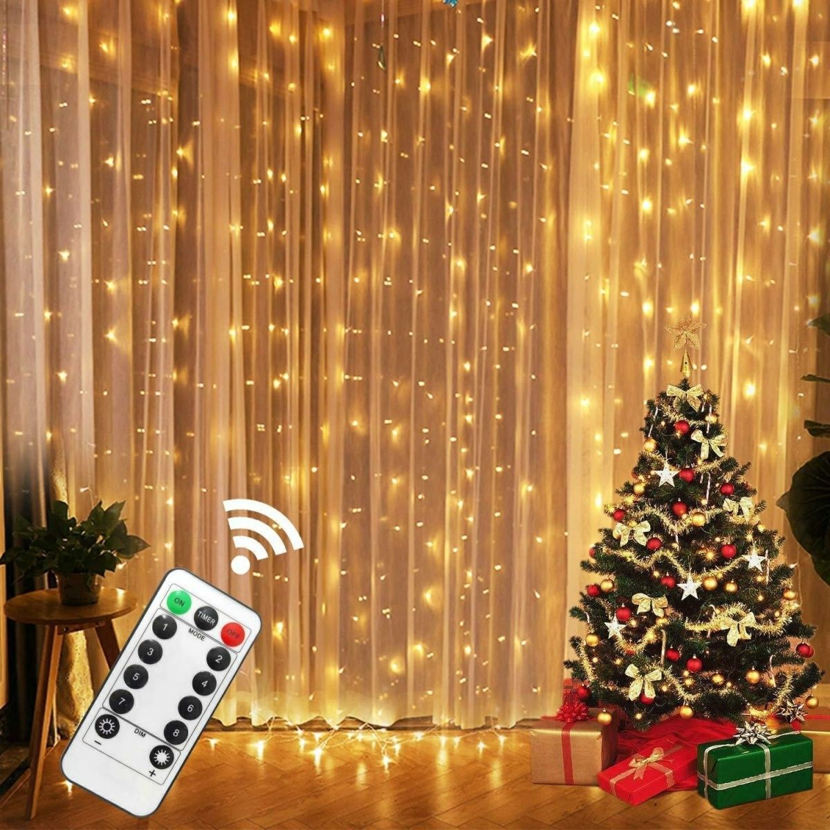 Cross-border Amazon LED Copper Wire Waterfall Curtain Light String Christmas Wedding Bedroom USB Remote Control Decorative Light with Hook