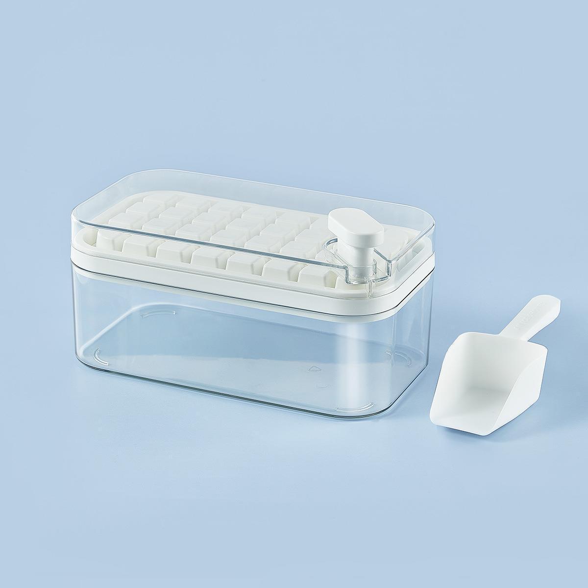 One-key defreezing ice cube press ice tray mold refrigerator square PP ice tray ice storage box kitchen tool ice box