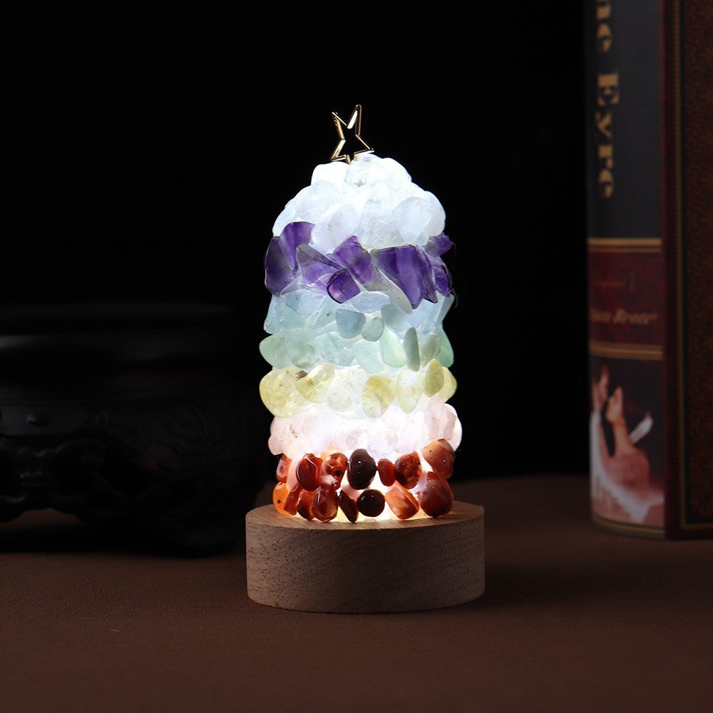 Natural seven-color crystal gravel night light ornaments Colorful gem stone bedroom bedside lamp USB lighting wholesale