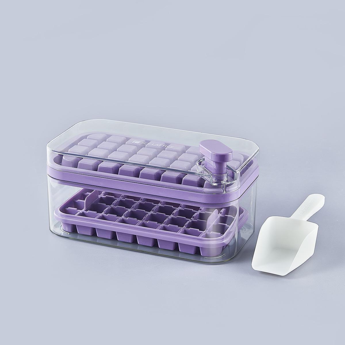 One-key defreezing ice cube press ice tray mold refrigerator square PP ice tray ice storage box kitchen tool ice box