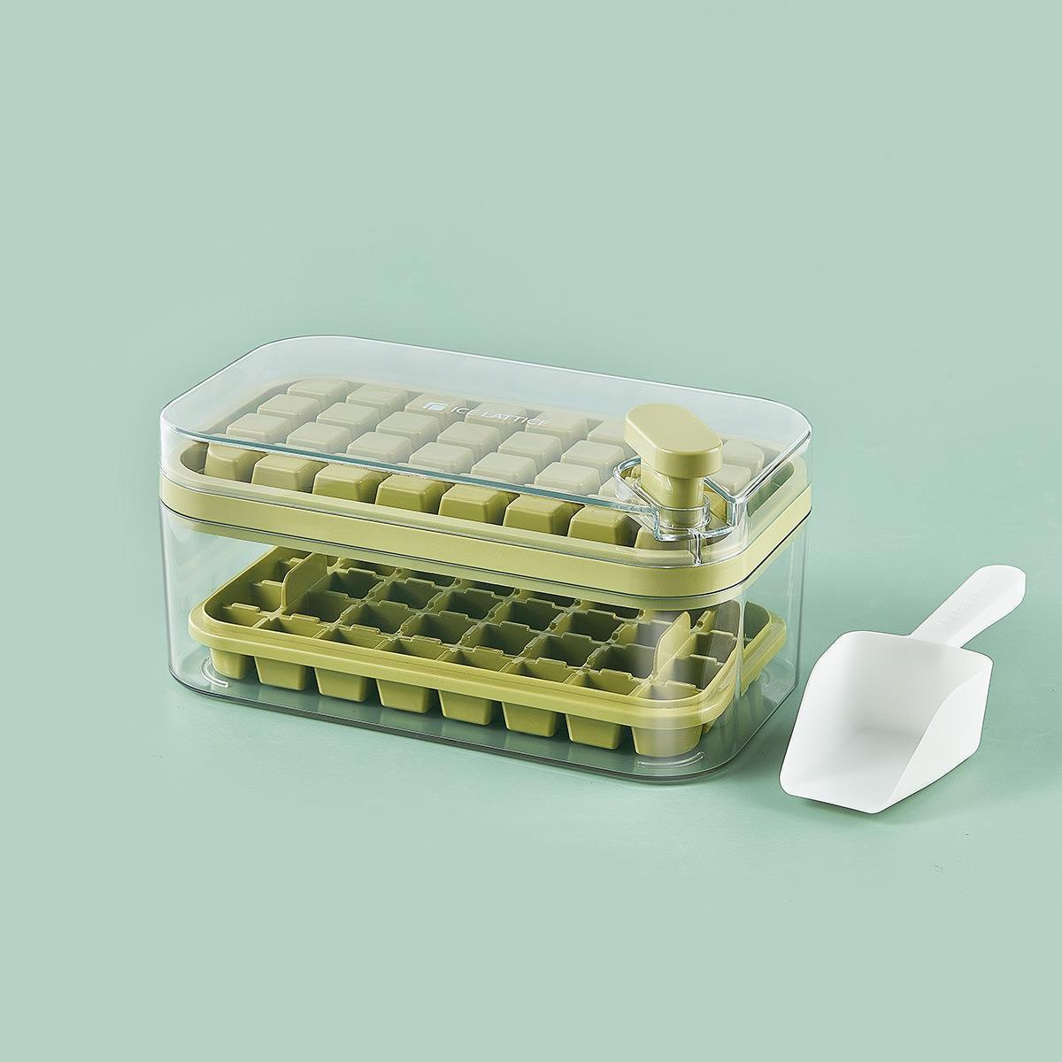 One-key defreezing ice cube press ice tray mold refrigerator square PP ice tray ice storage box kitchen tool ice box