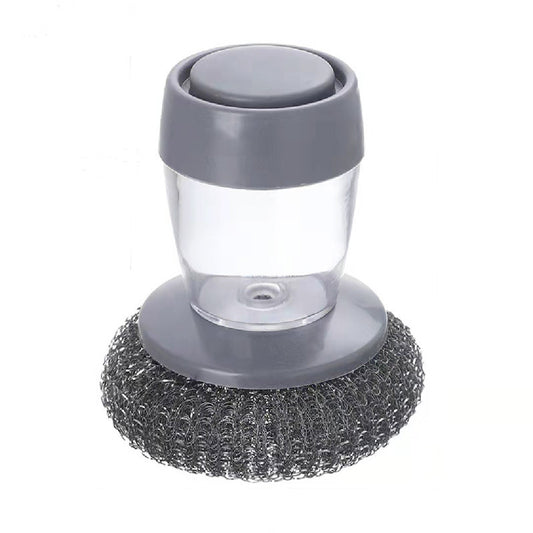 Pot brushing artifact push-type automatic adding liquid pot washing brush kitchen household stove cleaning brush steel wire ball manufacturer direct supply