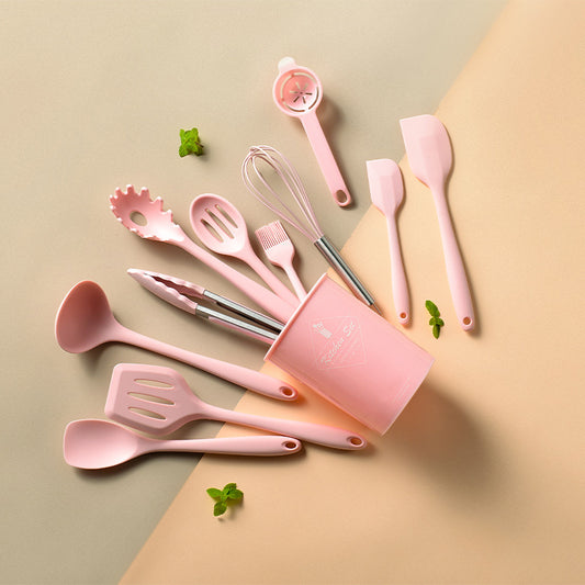 Amazon kitchenware tube full-inclusive silicone kitchenware 10-piece set non-stick silicone shovel spoon kitchen tool 10-piece set